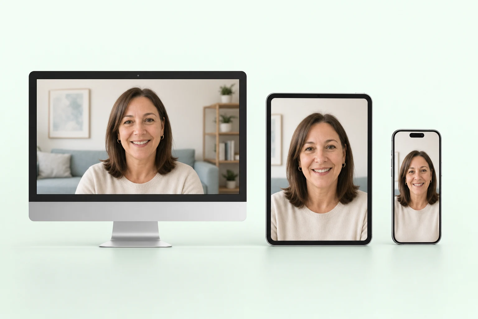 Videoconsult op een all-in-één desktop, tablet en smartphone